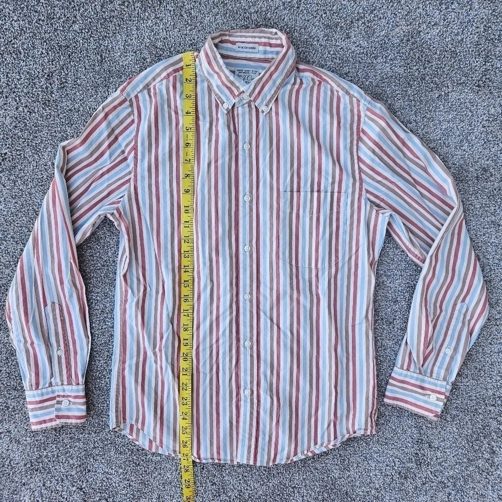 J.Crew Untucked Slim Organic Cotton Stretch Secret Wash Poplin Striped Shirt S